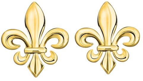 Lote de 2 pinos de flor de lirio | Broche clásico y elegante | Pines dorados regalo de boda para hombre | Pines de solapa France Patriote, mm, Latón, Ninguna