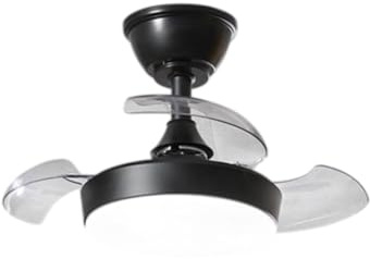 Perenz Ventilatore Nero Opaco Led 24W 3 Pale A Scomparsa Trasparenti Mini Open Plus