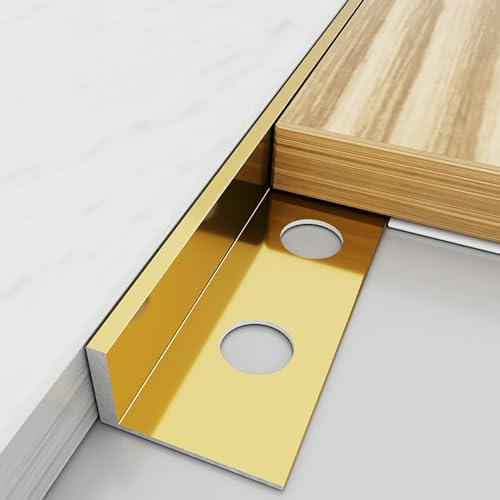 Fliesenprofil Lang 125CM*2 Stück Fliesen Abschlussleiste Abschlussprofil L-profil Kantenschutz Für Keramikfliesen, Böden, Täfelungen(Gold,Höhe: 7.8 mm)
