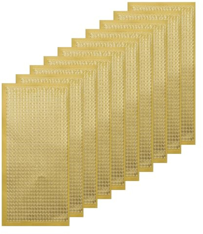 QUARKZMAN 10 Blatt 3D Nagelsticker Ketten Linie French Tip, Selbstklebende Nail Art Sticker, Nagel Aufkleber, Nageldesign Zubehör, Handyhüllen DIY Dekorationen (Gold, 798 Stück)