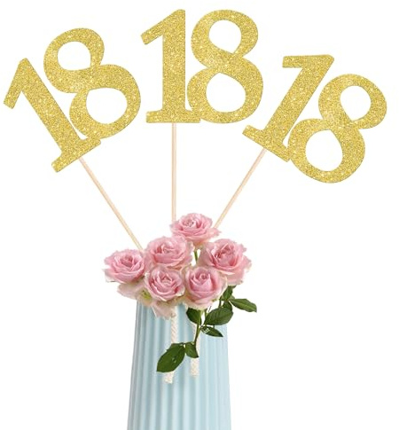 Confezione da 12 bastoncini centrotavola per 18° compleanno, anniversario, decorazioni per feste di compleanno, decorazioni per feste di 18° compleanno, matrimoni, anniversari, feste