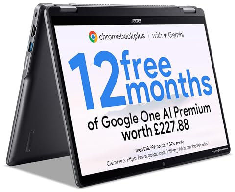 Acer Chromebook Plus Spin 514 CP514-4HN Convertible Laptop - Intel Core i3-1315U, 8GB, 128GB UFS, Integrated Graphics, 14 WUXGA Touchscreen, Chrome OS, Iron