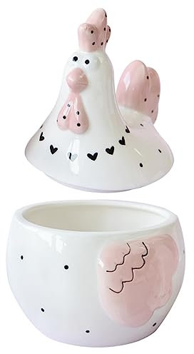 OKUMEYR Contenitore Per Uova in Ceramica Da Cucina Con Coperchio Sigillato, Barattolo Per Caramelle e Alimenti Secchi, Scatola Per Uova Di Casa Decorativa e Funzionale, Grande Dimensione