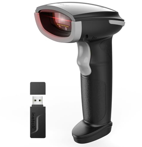Inateck Bluetooth AI streckkodsläsare, trådlös 1D-kodsläsare, bärbar scanner med app och SDK, 2 000 mAh batteri, BCST-21 AI grå
