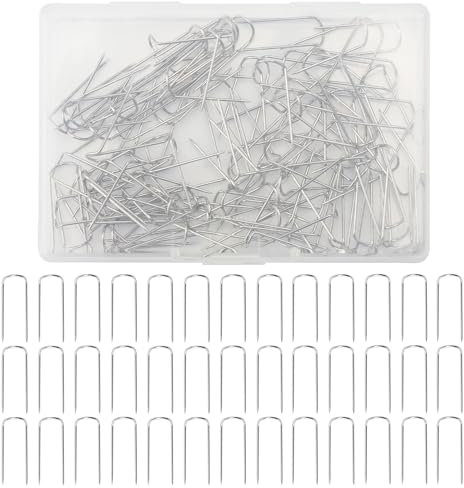 ZMDMAH 100 Spilli a forma di U 23 mm, in acciaio inox, senza testa, con scatola, a doppio blocco per tessuto, per aghi multiuso per cucito, gioielli, decorazione