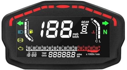 Instrumento Motocicleta Velocímetro Velocímetro Digital para Motocicleta, Odómetro, Tacómetro, Medidor De Nivel De Combustible De Velocidad Multifunción con Señal De Giro para Yam&aha(with Sensor)