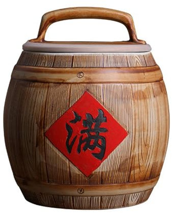 Distributeur de riz en céramique de grande capacité avec design chinois en porcelaine pour riz et céréales (5 kg)