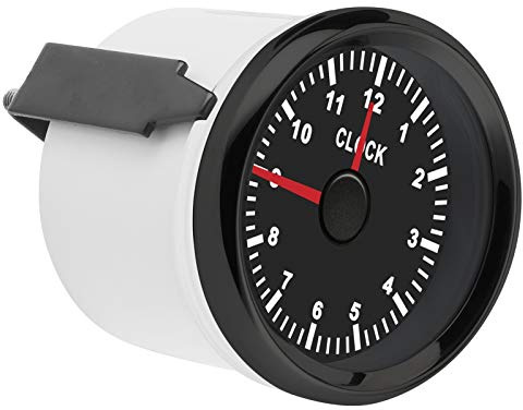 Bnineteenteam Horloge de Temps de Tableau de Bord Universel de 2in, Instrument de Jauge D'horloge 0-12 Honmeure Rouge Rétroéclairage 12V / 24V pour la Moto de Yacht pour Voitures (Cadrée Noire