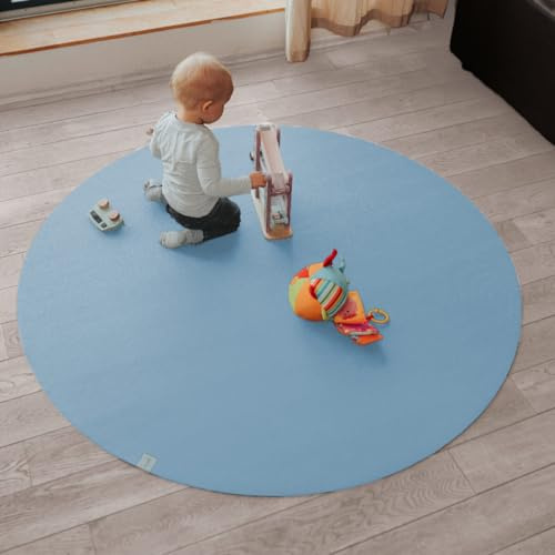 Sanosoft Runde Krabbelmatte Made in Germany - Öko-Tex 100 Hellblau 180 cm