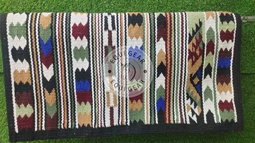 EQUIGEAR Western Ranch Horse Satteldecke aus neuseeländischer Wolle, Western-Design, handgefertigte Satteldecke, Wollpolster, Sensor Flex (Anpassung möglich) ZA30 (36 x 42)