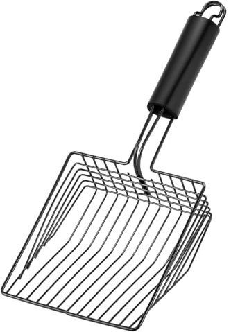QWORK® Metal Cat Litter Scoop - Fast Sifting Deep Shovel with Comfortable Handle for Multi-Cat Owners, Corrosion-Resistant Epoxy-Coated Steel
