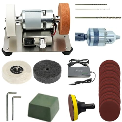 Electric Benchtop Sander - Adjustable Speed Table Grinder & Polishing Machine - 100W Portable Mini Bench Grinder Kit