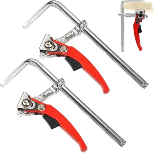 Kottwca 2 Stück 160 * 60 Ganzstahl Tischzwinge - Hochwertige Hebelzwinge mit 220kg Tragfähigkeit, Anti - Rutsch - Feature, perfekt für Schleifen, Schneiden und genaue Handwerksarbeiten