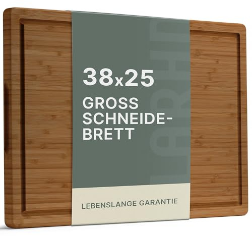 LARHN Large Wooden Chopping Board with Handle - 38x25x2cm