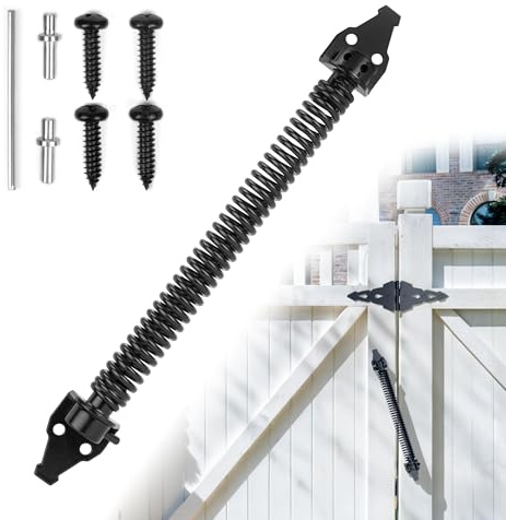 Zymuegist 14 Inch Heavy Duty Gate Spring Closer for Wooden Gate, Carbon Steel Self Closing with Fittings for Garden Doors Fence Doors Wooden Gates (Closer)