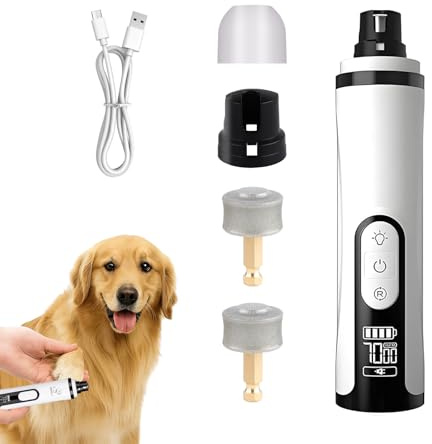 EliphonTowne Lime à Griffes pour Chiens - Lime à Griffes pour Chiens avec Double lumière LED, Vitesse réglable, Fonctionnement Silencieux, Tondeuse pour Pattes de Chiens, Ergonomique, Portable