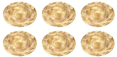 sourcing map 12 mini sombreros de paja de 1.6 pulgadas, sombreros de paja en miniatura para casa de muñecas, mini vaquero, lindo gorro tejido para manualidades, decoración de disfraces, accesorios de
