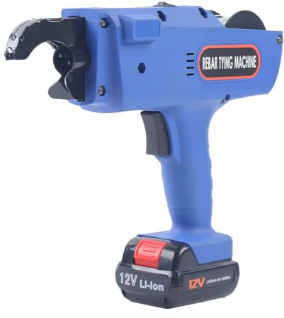 Bewehrungsverbinder 12V Rebar Bindemaschine 28.5 * 7 * 23cm Stahlbeton Drahtbindemaschine mit Bindenbereich 8-34mm, Akku-Bewehrungsverbinder für Stahlbetonkonstruktionen, Brücken, Straßen, Blau