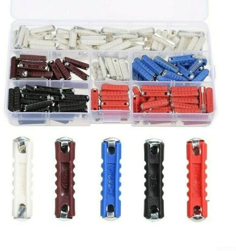 Bulevisiter Kit de 40 fusibles de voiture pour fusibles automobiles Torpedo, tube de fusible tubulaire à tête plate 32 V CC avec fusibles en céramique de 5/8/16/25 A, compatibles avec (SKU)