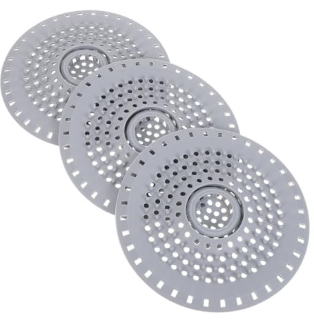 WHAMVOX Lot de 3 Filtres à Cheveux Réutilisables pour Siphon de Salle de Bain Crépine en Silicone Grise de 123 CM Dispositif Anti-Bouchage pour Drain Protection Drain