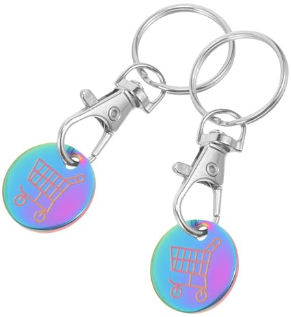 Gatuida Lot de 2 Porte-Clés en Acier Inoxydable Jeton pour Chariot de Supermarché Coloris Multicolore Accessoire Pratique pour Porte-Monnaie et Clés pour Courses et Usage Quotidien