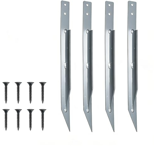 Bodenanker 4er Set, Universal Einschlaghülse Bodenanker für Schaukel Feuerverzinkter Flachstahl Erdanker zum Einschlagen in den Boden Zelthering für Zelten Spielhäuser Spieltürme Schaukel