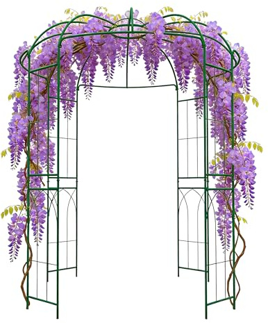 Relaxdays Padiglione per rose in metallo, HxLxP 275x211x211 cm, supporto per rampicanti, calpestabile, verde scuro