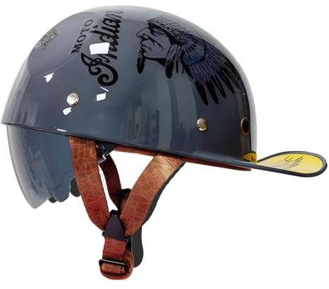 Casco Mezzo Moto Stile Retrò Caschi Cromwell Da Baseball Omologato ECEDOT Caschi Jet E Demi-Jet Scooter Con Visiera Aperto Casco Portatile Per Uomini Donne Elmetto Scodella M,L:59-60CM
