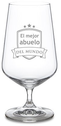 AMAVEL Copa de Cerveza con Escudo Grabado, para El Mejor Abuelo del Mundo, Diseño Tulipa, Capacidad 0,4 litros