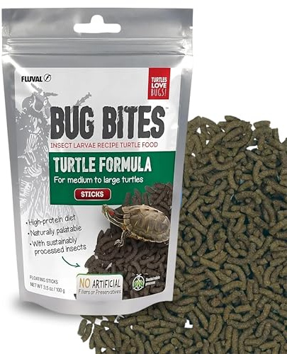 Fluval Bug Bites Turtle Food, Sticks for Medium to Large Sized Turtles, 3.53 oz., A6593, Brown
