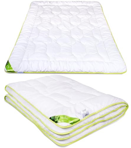 Bettdecke Duo-Steppbett Winter Baumwolle Bambus Steppdecke Winterdecke Schlafdecke für Allergiker Weiß 135x200 155x200 180x200 220x200 Waschbar 60 Grad Premium Qualität Öko-Tex Standard (155x200 cm)