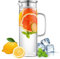 HwaGui Caraffa in vetro con coperchio in acciaio inossidabile, brocca d'acqua per tè freddo e succo di frutta 1L / 35oz