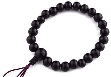 Schwarzes Ebenholz Armband Japanisches Kokutan-Holz Juzu-Rosenkranz Gebetskette Meditation Chakra handgefertigt in Kyoto Geburtstagsgeschenke für Männer (10, mit Bossa)