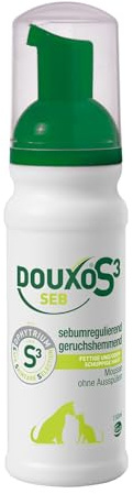 DOUXO S3 SEB Mousse, Hunde- & Katzenschuppenlösung, Beruhigende Leave-On-Katzenmousse, effektives Mousse für Hundedermatitis, schuppige & fettige Haustierhaut, hypoallergener Duft