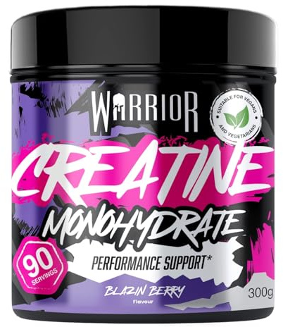 Warrior Créatine Monohydrate Poudre 300 g (100 Doses) – Créatine Monohydrate Pure, Creatine Monohydrate Poudre pour Prise de Masse & Force, Créatine Micronisée, Végane – Blazin Berry