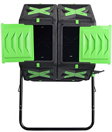 YICO Composteur de Culbutage Poubelle à Compost D'extérieur Bac à Déchets Herbe Aliment Parfait pour Votre Jardin (70L / 140L)