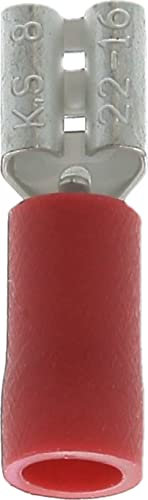 Capocorda Rosso Piatto Preisolato Femmina Rinforzato in Blister, 4,8 mm x 0,8 mm, 0,3 a 1,5 mm2, Confezione da 8