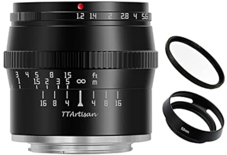 TTArtisan 50 mm F1.2 APS-C Manueller Fokus Große Blende Festfokus Objektiv Schwarz für Panasonic/Olympus M4/3