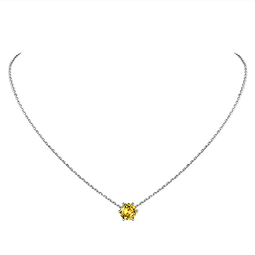 Suplight Damen Collier 925 Sterling Silber Herzform Geburtsstein Anhänger Halskette Minimalist Kristall Schmuck Geschenk für Frauen Mädchen
