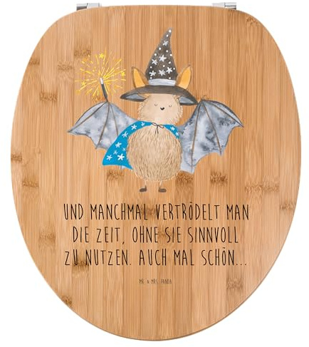 Mr. & Mrs. Panda Motiv WC Sitz Fledermaus Zauberer - Geschenk, Toilette, Klobrille, Toilettendeckel, reinsteigern, Tiere, Frauen, lustige Sprüche,