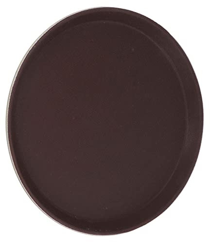 Plateau de Service Rond, Plateau Antidérapant avec Revêtement en Caoutchouc et Anti-dérapant Polyvalent Résistant à la Chaleur pour Le Bar de Restaurant, Cuisine à(Tempered 40cm (Round))