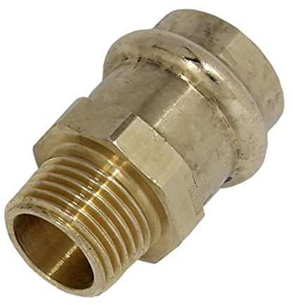 Übergangsstück b-press Außengewinde 15 mm x 3/4 aus Rotguss - Übergangsnippel Rotguss Fittings Kontur V Pressfittinge Kupferfittings I DIOS24®
