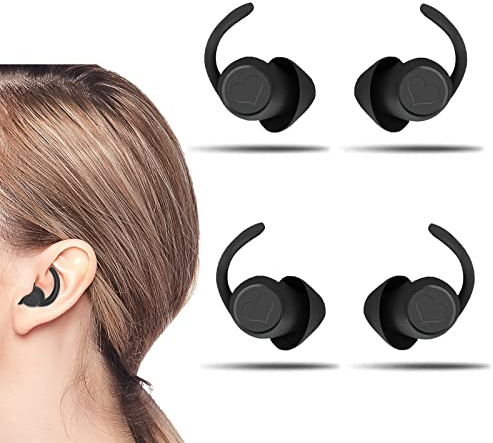 Earplugs Noise Cancelling Ear Plugs for Sleep,2 Pairs Silicone Reusable Earplugs Noise Reduction Earbuds for Snoring Concert Study Motorcycle Work Flying Travel Essentials