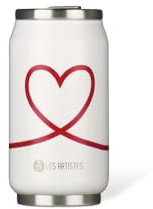 LES ARTISTES Paris A-4281, Canette isotherme, 280 ml, Gourde isotherme sans BPA, Réutilisable, Bec verseur rabattable avec paille, Acier Inoxydable, Design Love