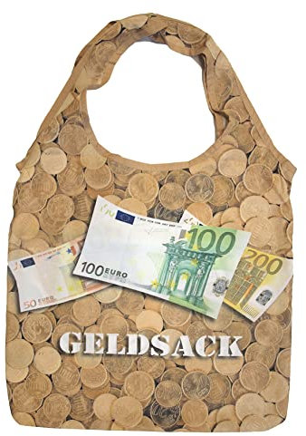 Generisch Einkaufsbeutel faltbar lustig - Motiv Geldsack - Einkaufstasche wiederverwendbar, für Männer, witzige Geschenkidee, Stoffbeutel, für die Handtasche, groß