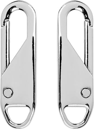 Reißverschluss Anhänger zur Reparatur, 2 Stück, aus Metall, in Silber-farben, Ersatz Zipper für Reissverschluss, RV Schieber für Mantel, Koffer, Jeans, Tasche, Reißverschlussanhänger Puller Laschen