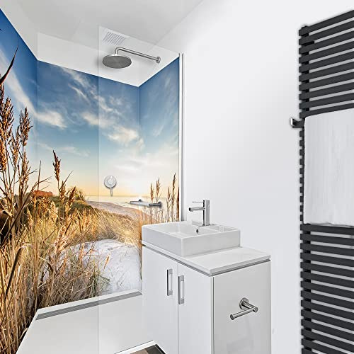 WANDFREUDE individuelle Duschrückwand Aluverbundplatte auf Maß (3 Stück - Düne Sonnenuntergang - Seidenmatt) – Dusche Wandverkleidung Duschwandverkleidung Duschrückwände