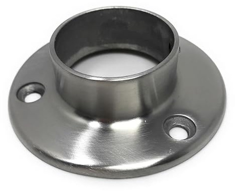 Wandflansch Flansch Rohrflansch Bodenflansch Steckfitting Handlaufhalter x 1 Stück 42,4mm aus Edelstahl V2A für Rundrohr Rohr Geländer Treppengeländer zur Befestigung an Wand Boden 90x25 mm