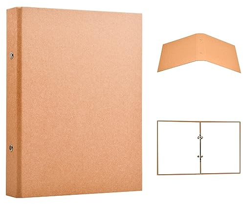 2 Stücke A5 Ringbuchordner, Kraftpapier-Einband, Ringordner A5 Nachfüllbar 2 Ringe, Lose BläTter Notizbuch Abdeckung, Metall-Zwei-Loch-Binder für Tagebuch Scrapbook Schule Büro Reise (A)