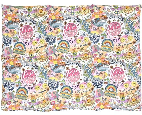 Coussin aux graines de lin 40x30-6 compartiments - Flower Power - Coton Bio - Coussin thermique - Bouillotte sèche